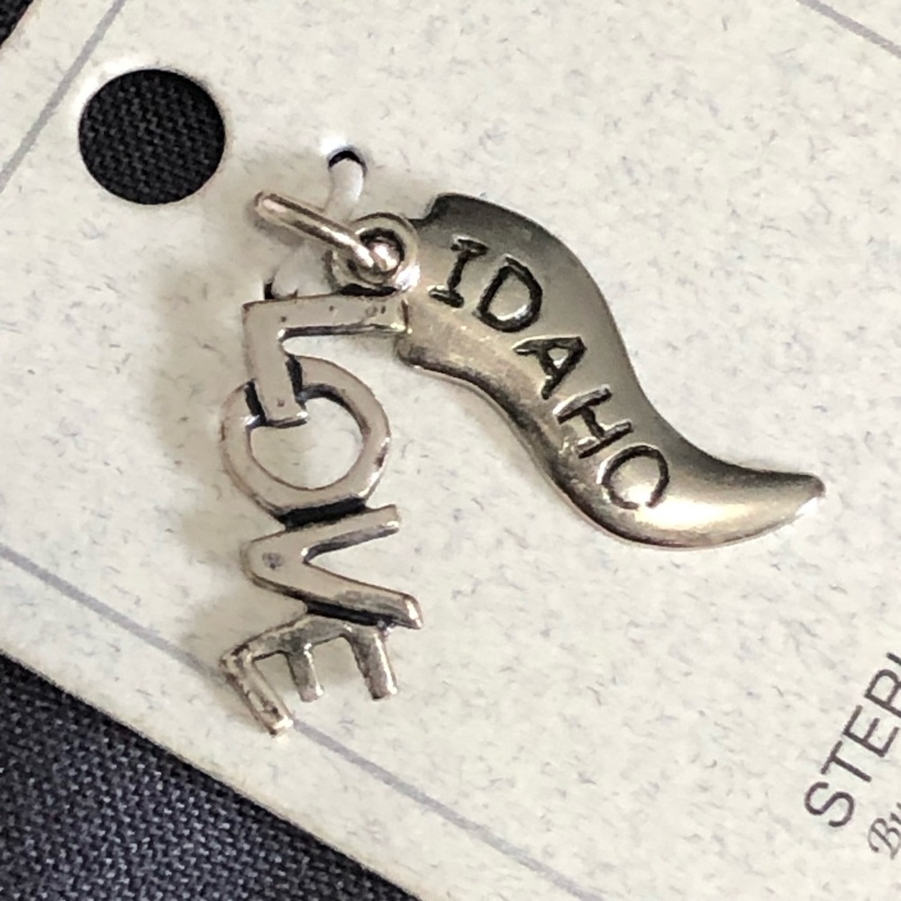 Vintage Sterling Silver Love Idaho Double Charm Necklace Pendant - Picture 2 of 3